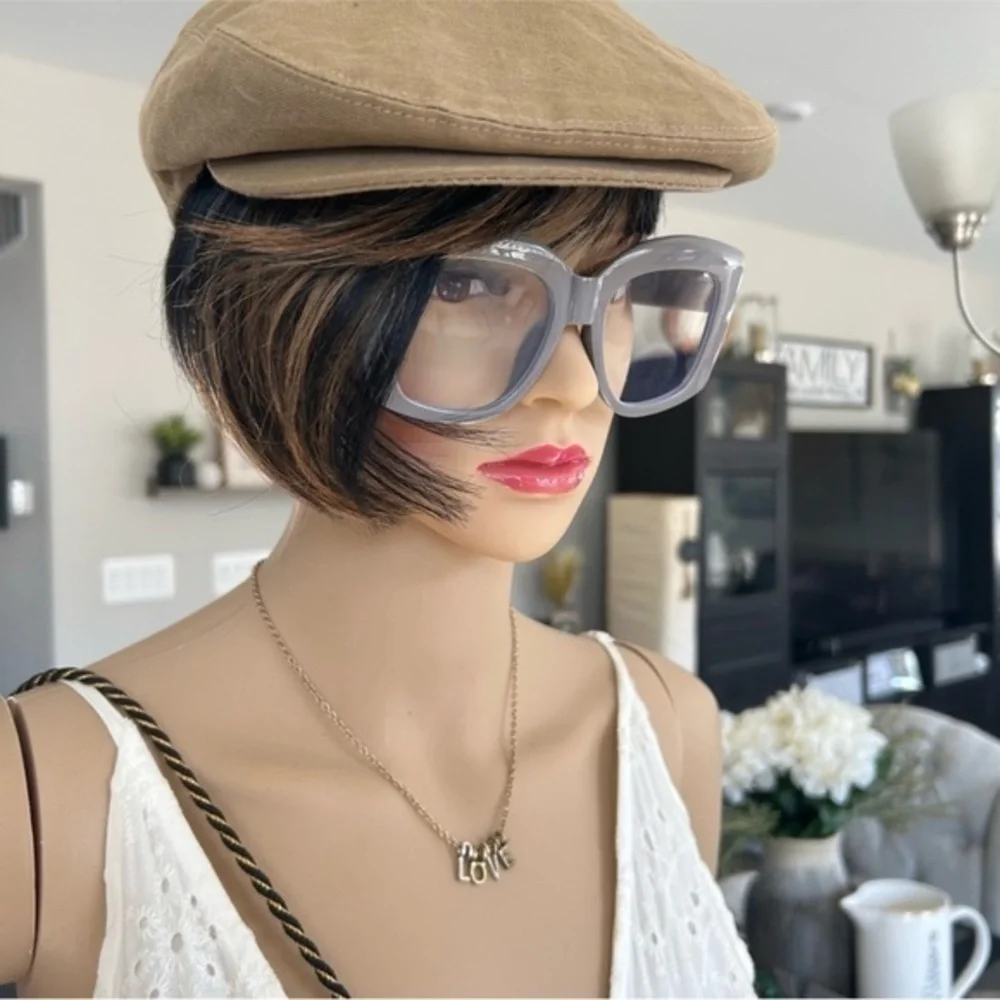 ✨NEW Stylish Gray Oversized Personality clear lens glasses